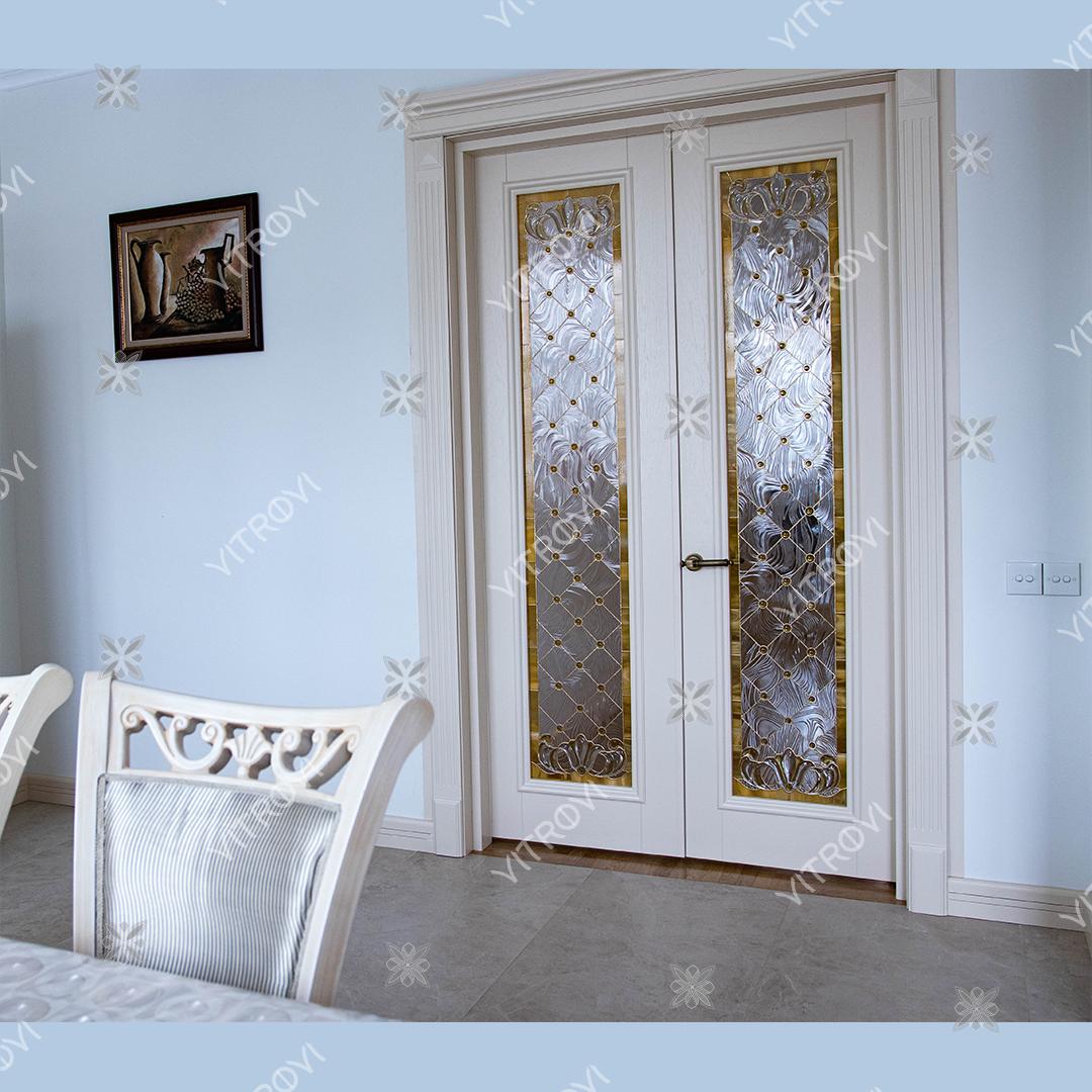 Stained glass using Tiffany technique for interior doors