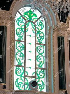 Stained glass in a niche with backlighting